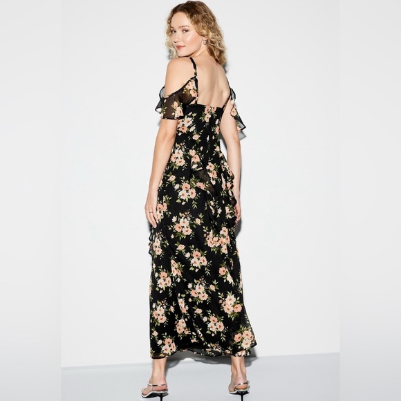 NEW…The Occasion Off Shoulder Chiffon Floral Maxi Dress - Picture 2 of 5